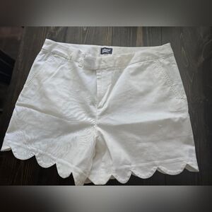 Lands End High Waist Scalloped White Shorts